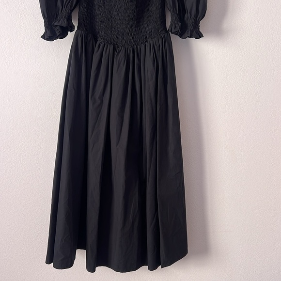 House of CB Silvana Black Puff Sleeves Midi Length SunDress Size Medium - Picture 6 of 14